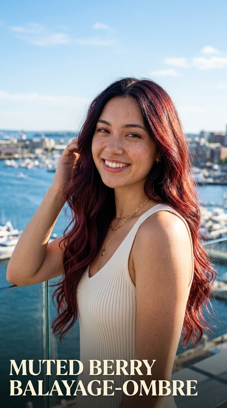 Muted Berry Balayage-Ombre