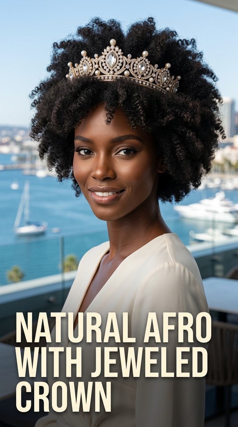 Natural Afro with Jeweled Crown