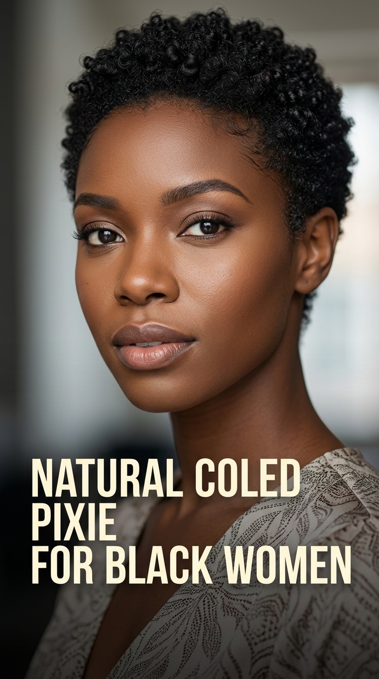 Natural Coiled Pixie for Black Women
