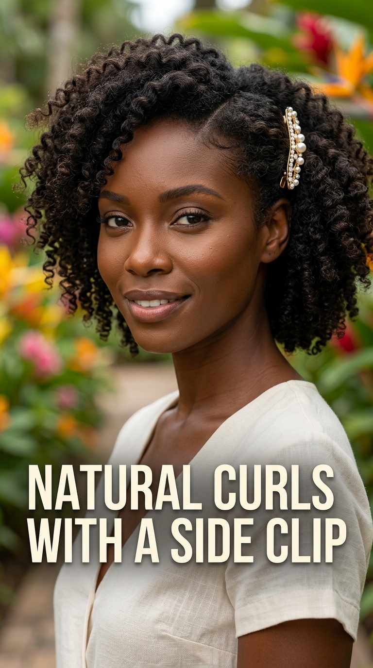 Natural Curls with a Side Clip