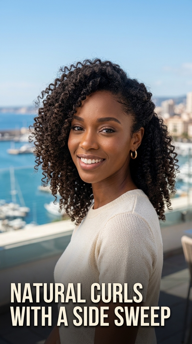 Natural Curls with a Side Sweep