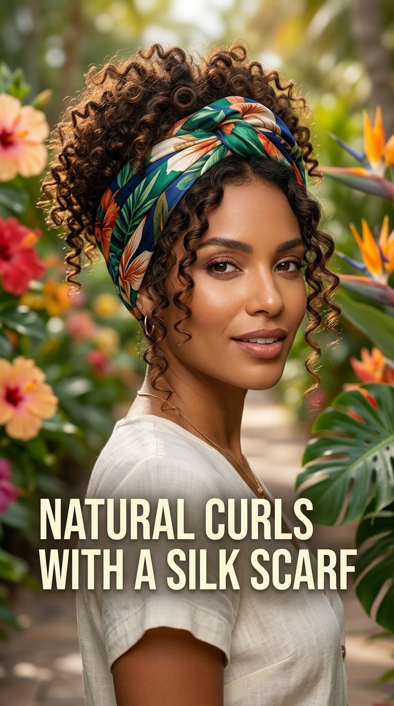 Natural Curls with a Silk Scarf