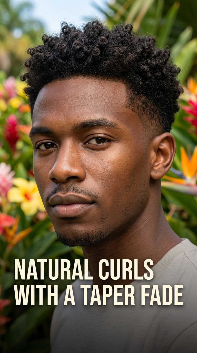 Natural Curls with a Taper Fade