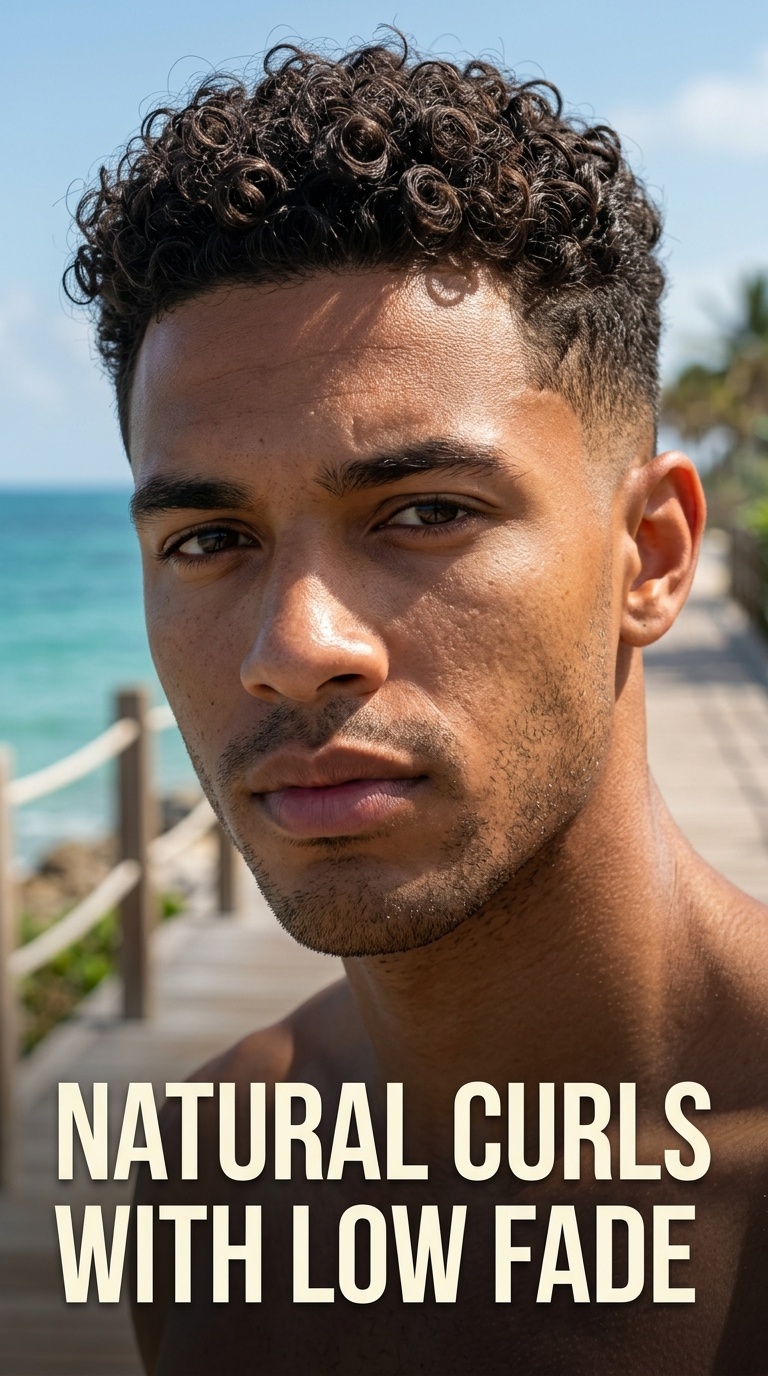 Natural Curls with Low Fade