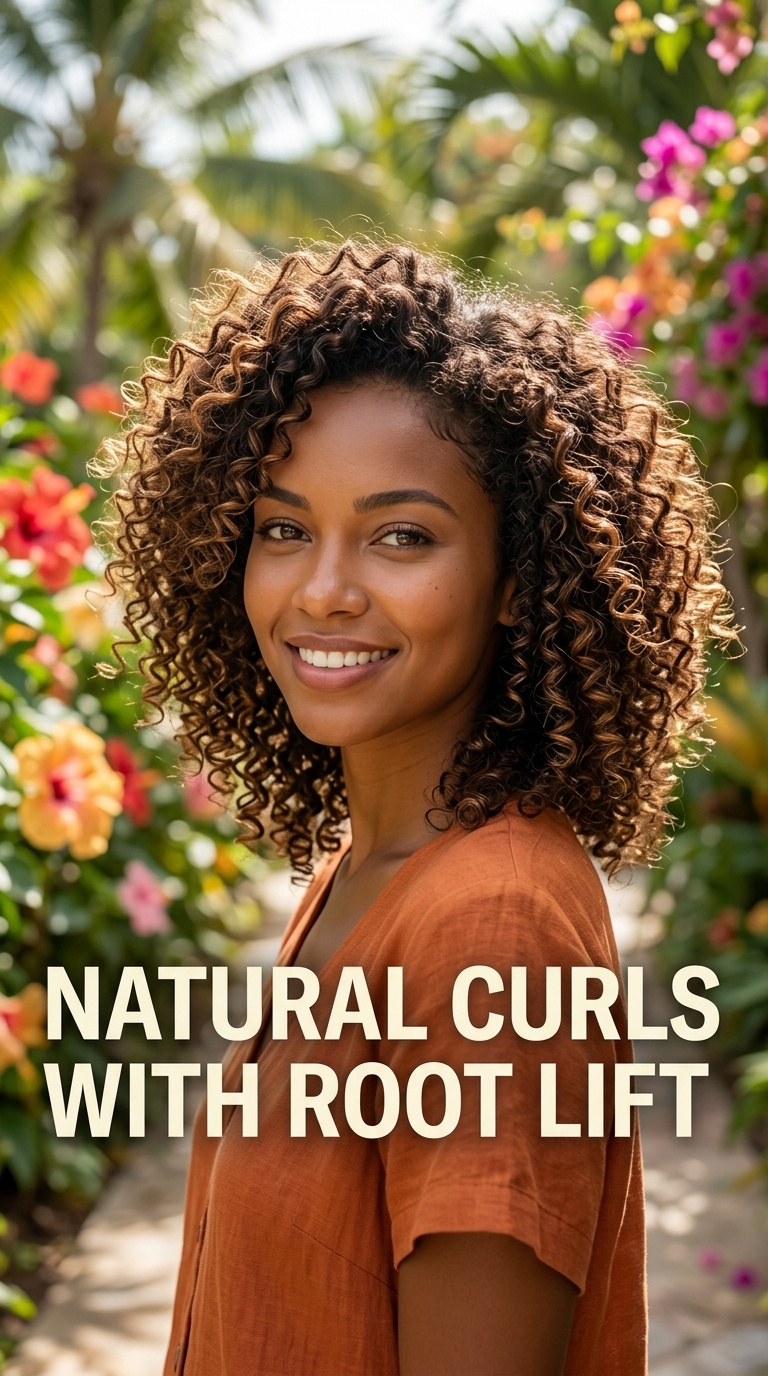 Natural Curls with Root Lift