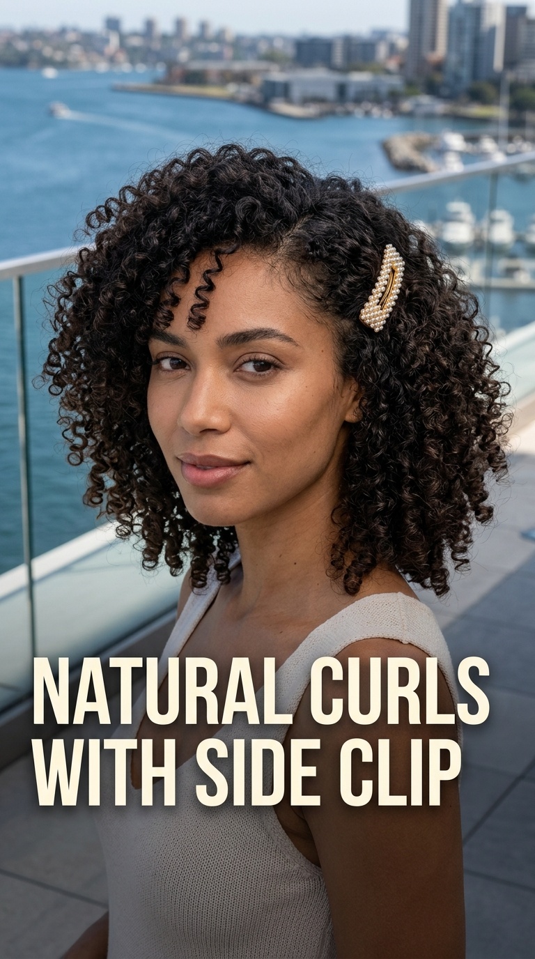 Natural Curls with Side Clip