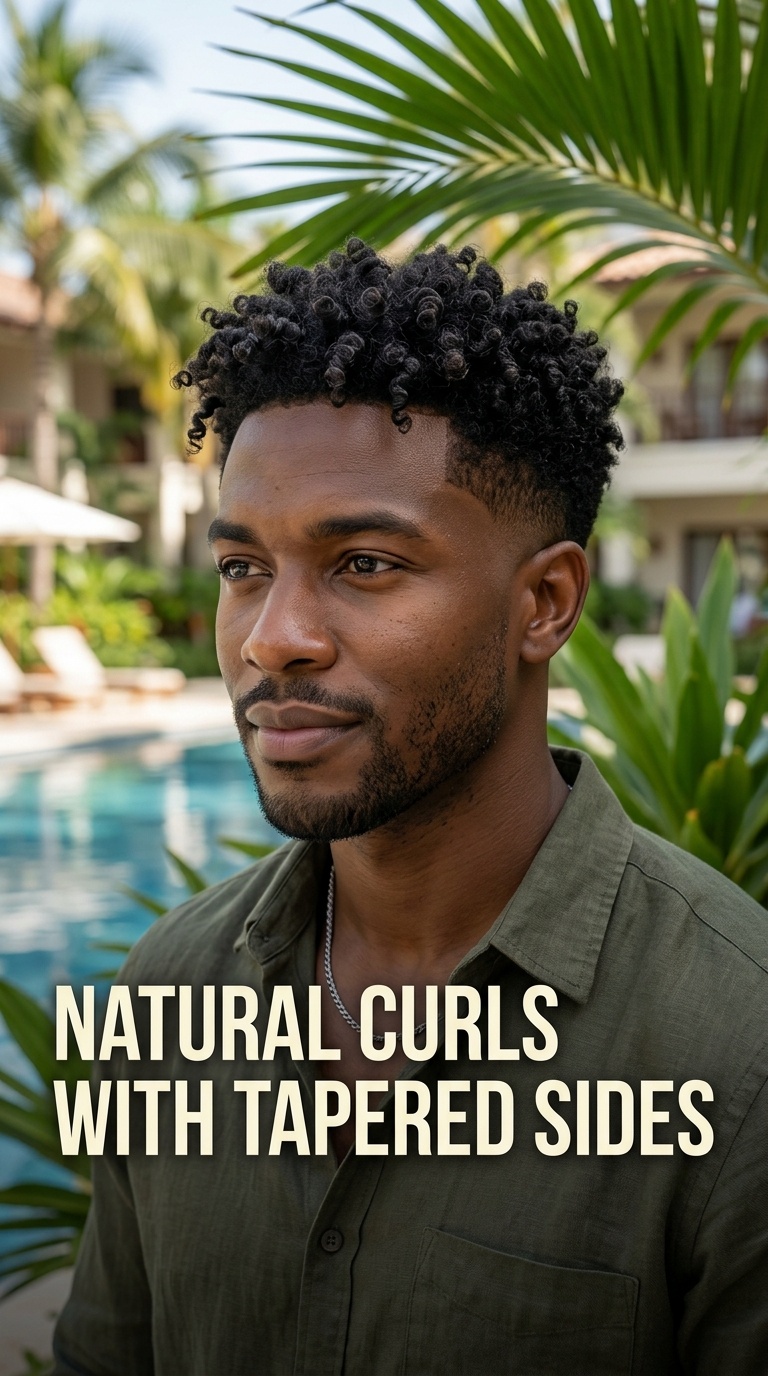 Natural Curls with Tapered Sides