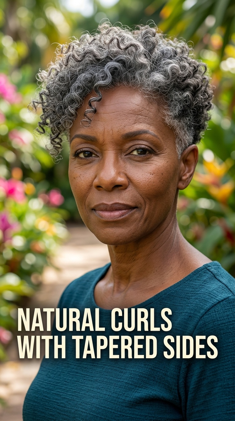 Natural Curls with Tapered Sides