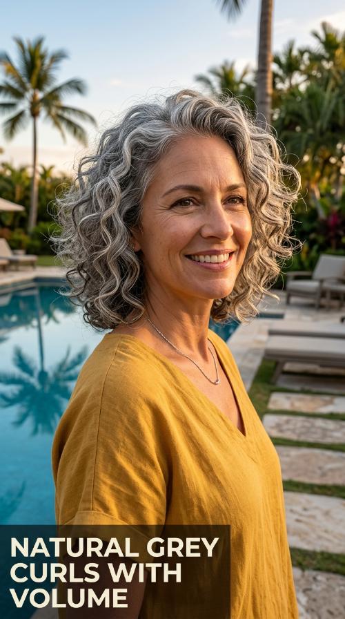 Natural Grey Curls with Volume