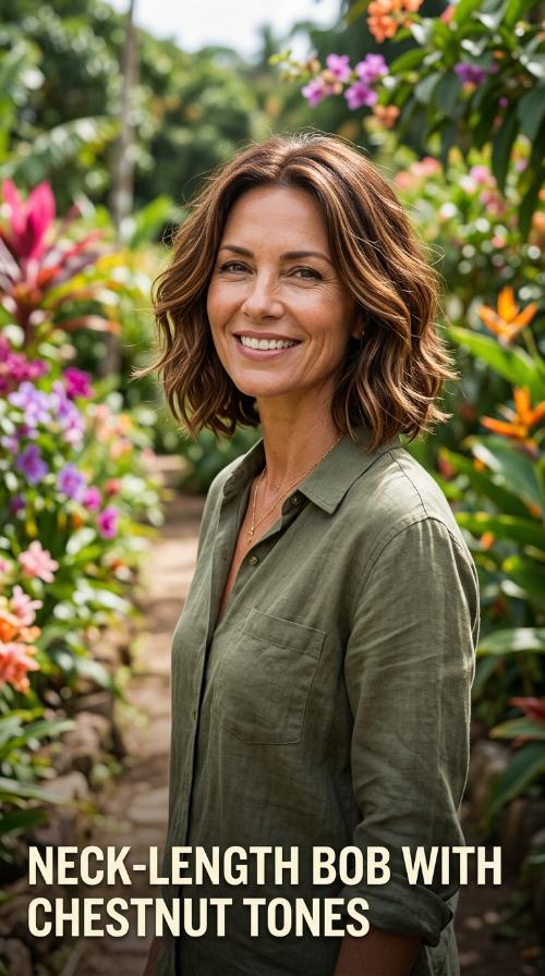 Neck-Length Bob with Chestnut Tones