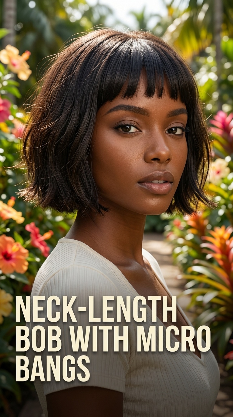 Neck-Length Bob with Micro Bangs