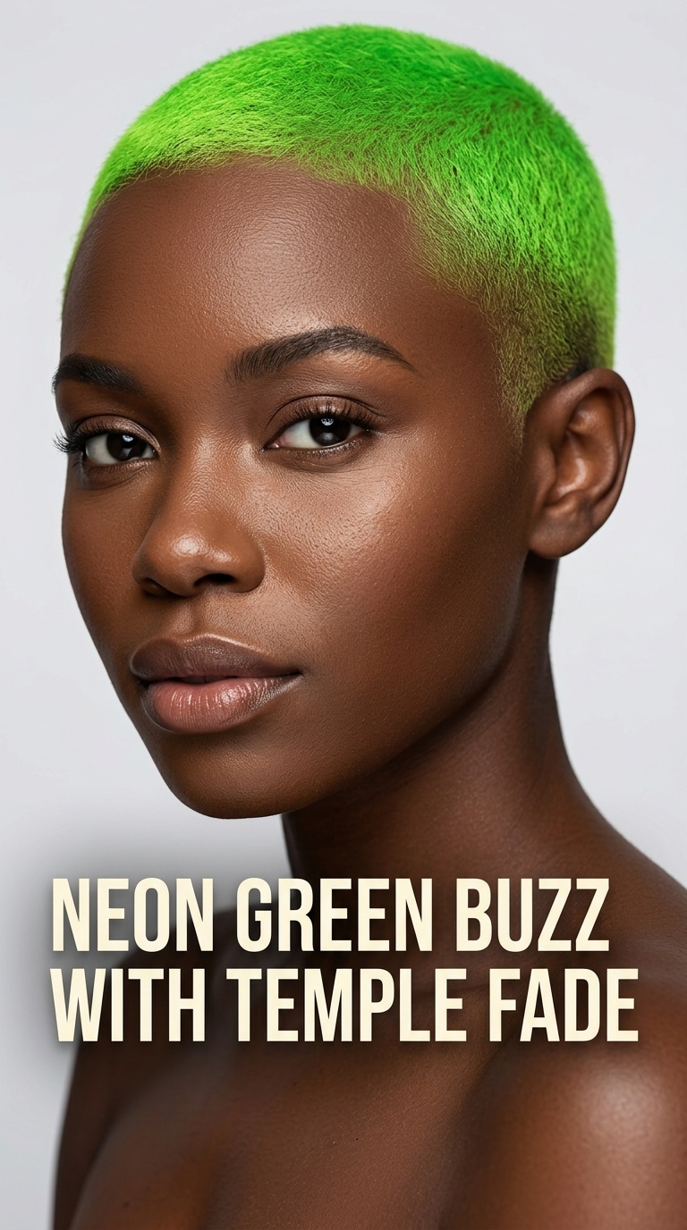 Neon Green Buzz with Temple Fade