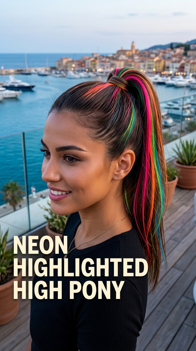 Neon Highlighted High Pony