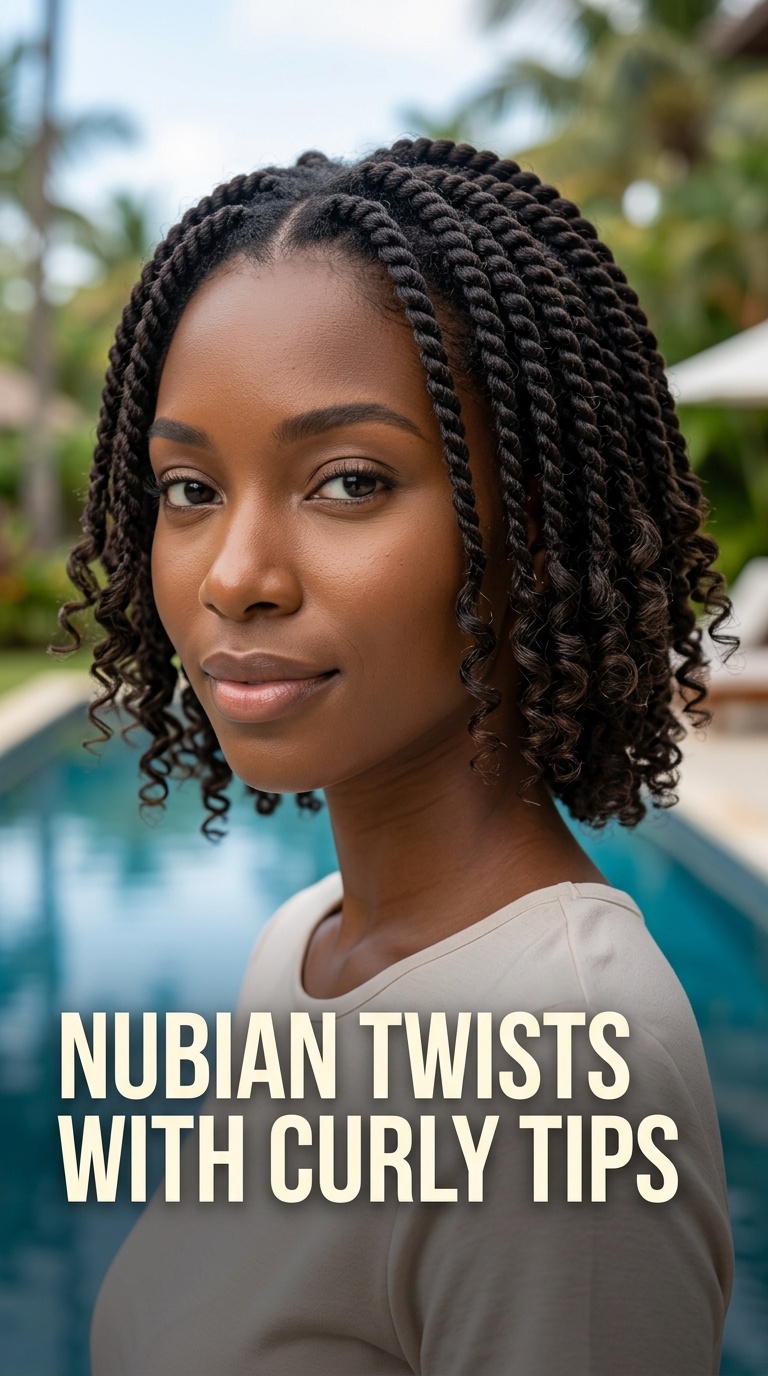 Nubian Twists with Curly Tips