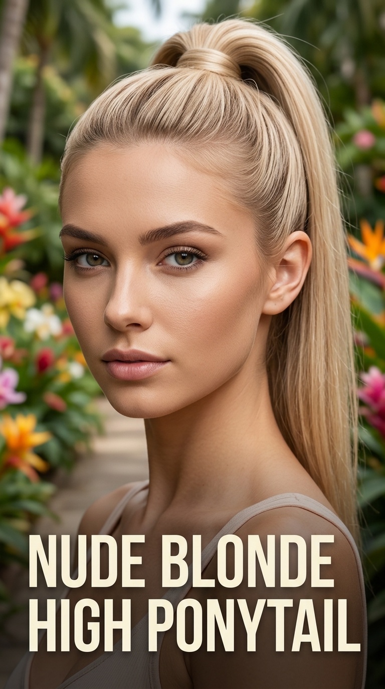 Nude Blonde High Ponytail