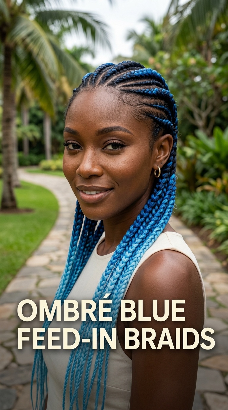 Ombré Blue Feed-In Braids