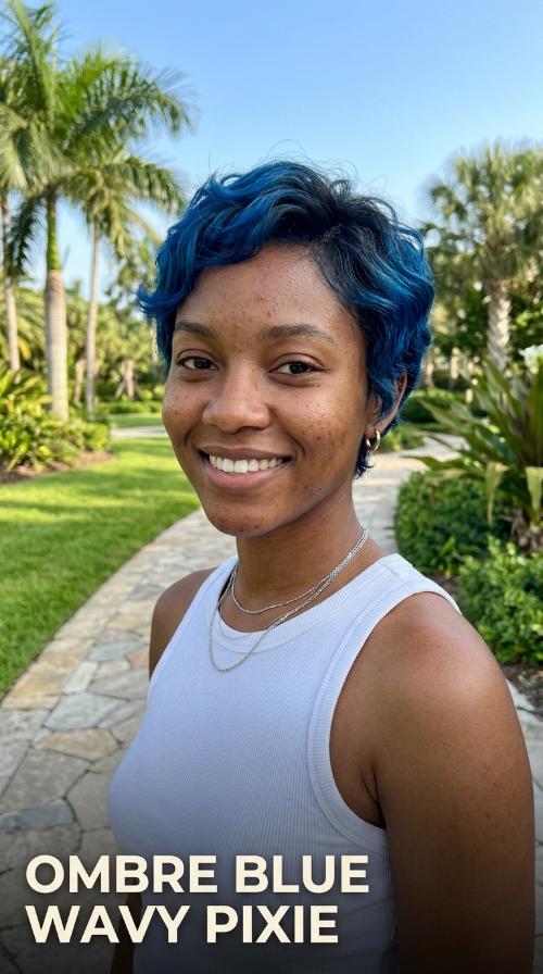 Ombre Blue Wavy Pixie
