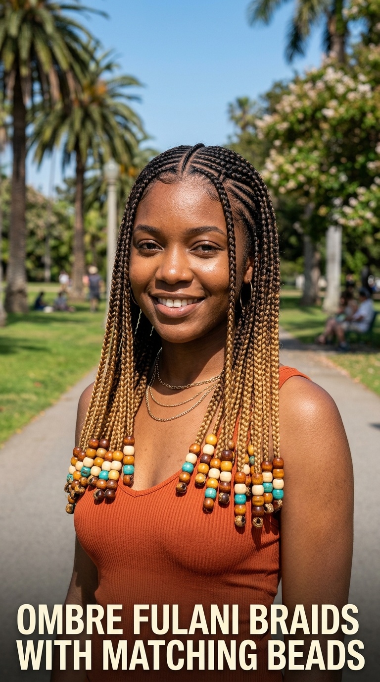 Ombre Fulani Braids with Matching Beads