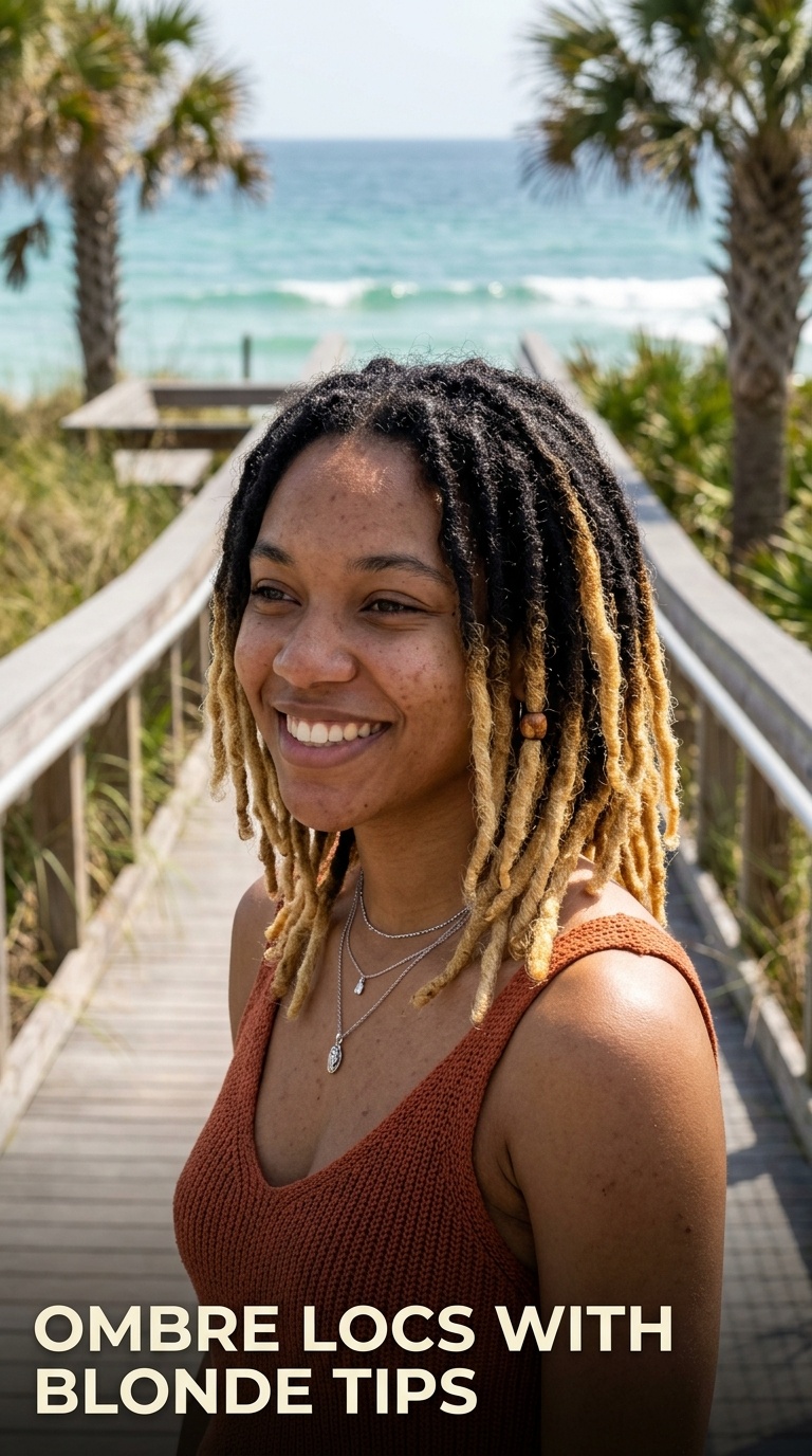 Ombre Locs with Blonde Tips
