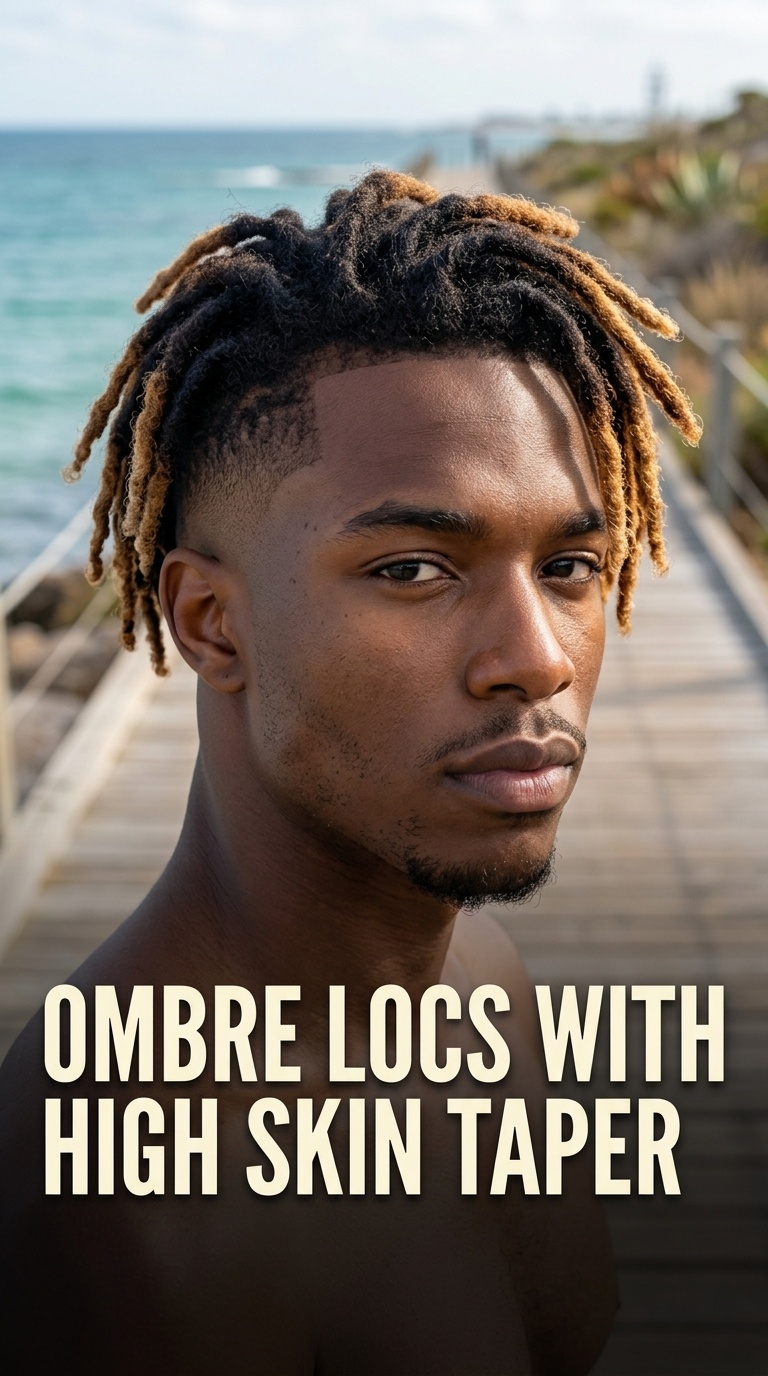 Ombre Locs with High Skin Taper