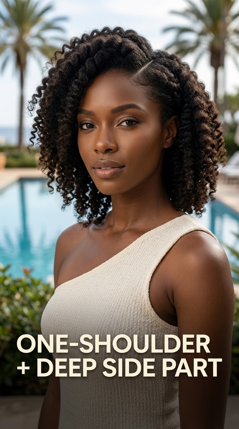 One-Shoulder + Deep Side Part