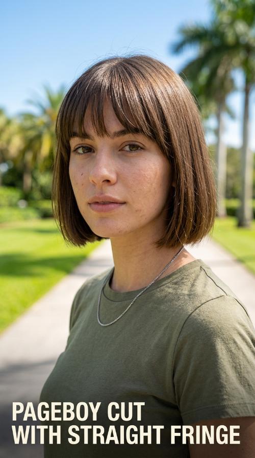 Pageboy Cut with Straight Fringe