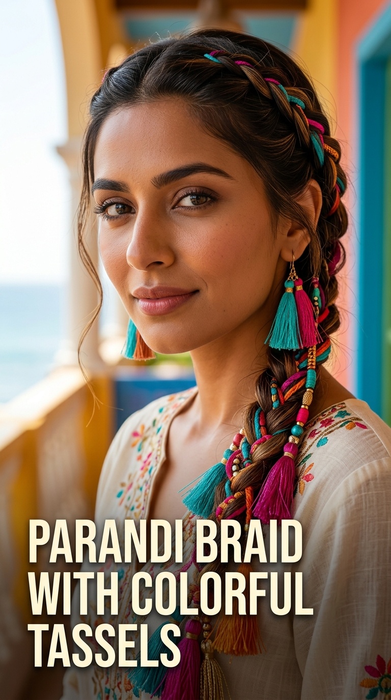 Parandi Braid with Colorful Tassels