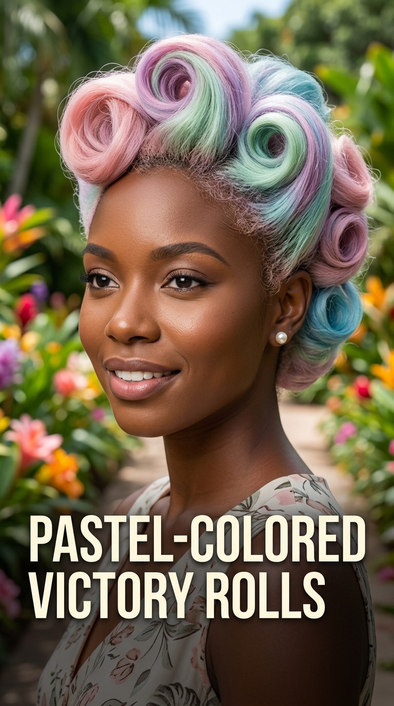 Pastel-Colored Victory Rolls