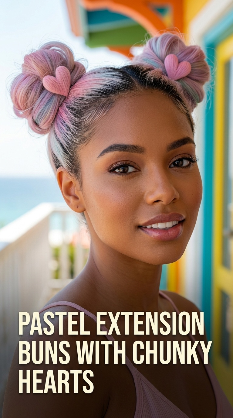 Pastel Extension Buns with Chunky Hearts