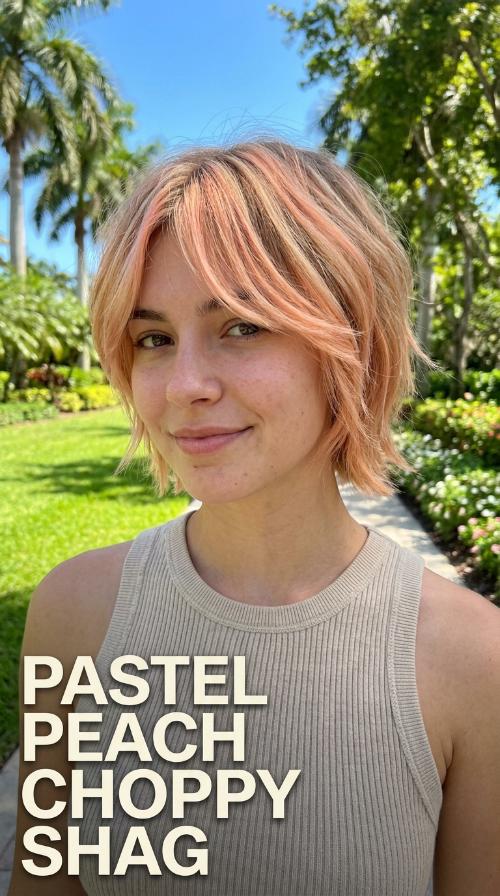 Pastel Peach Choppy Shag