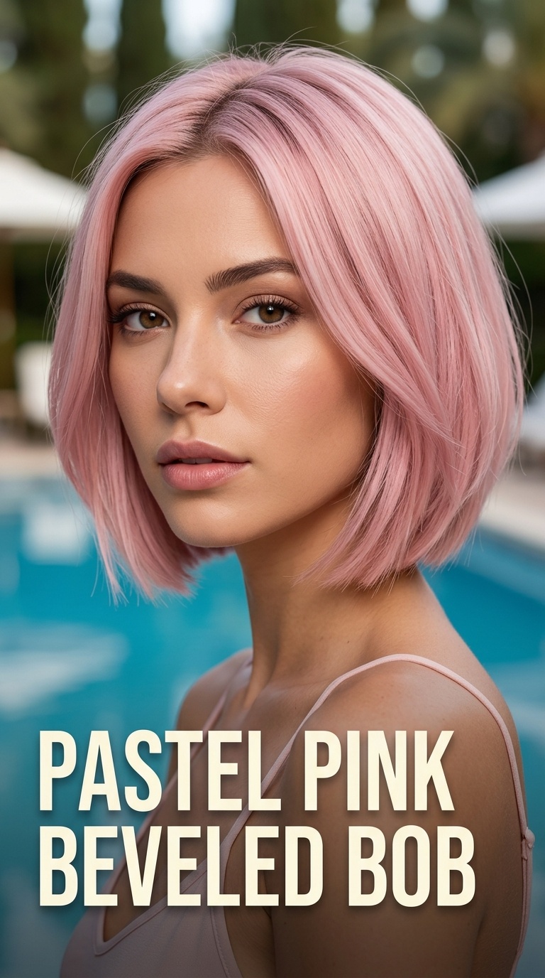 Pastel Pink Beveled Bob