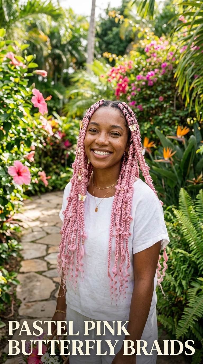 Pastel Pink Butterfly Braids