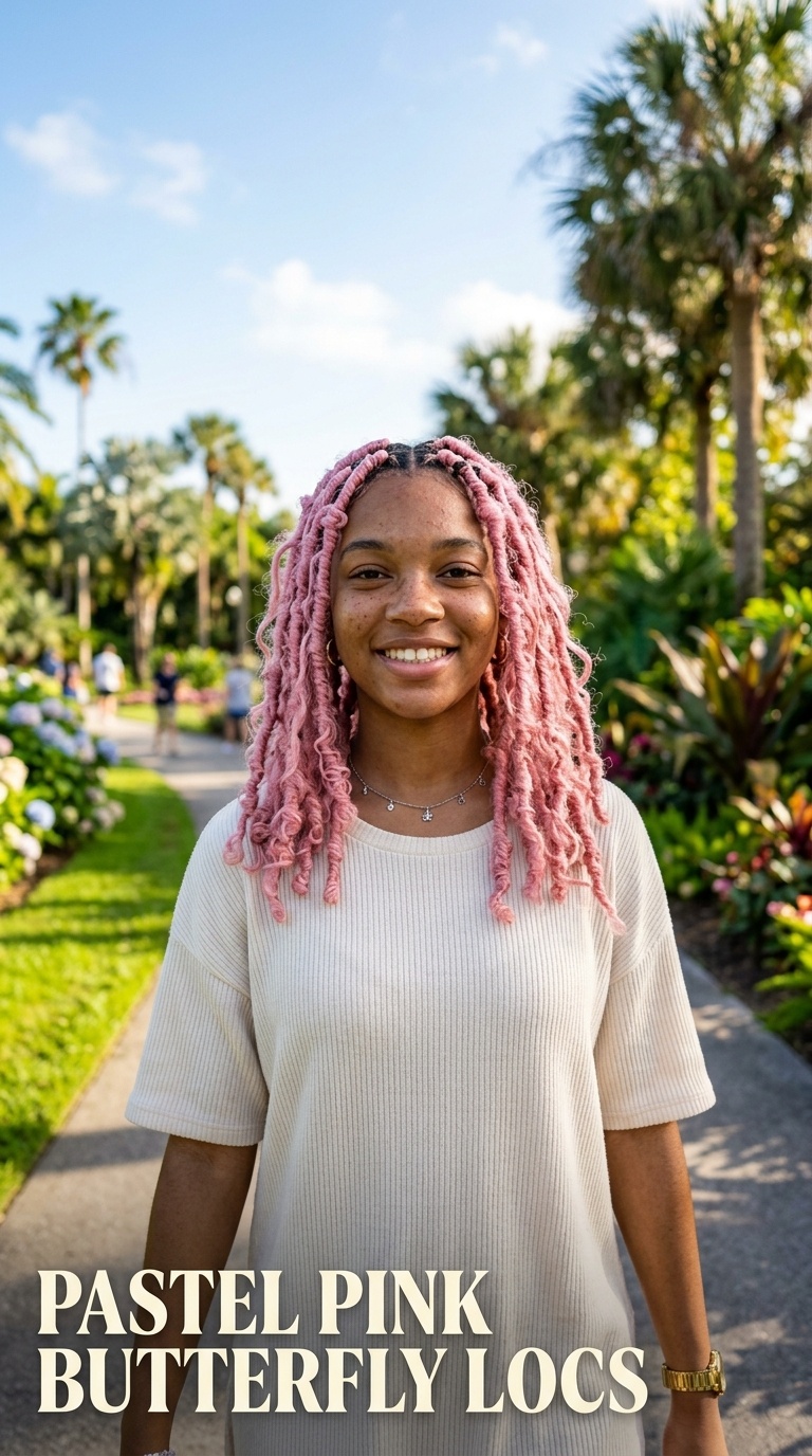 Pastel Pink Butterfly Locs