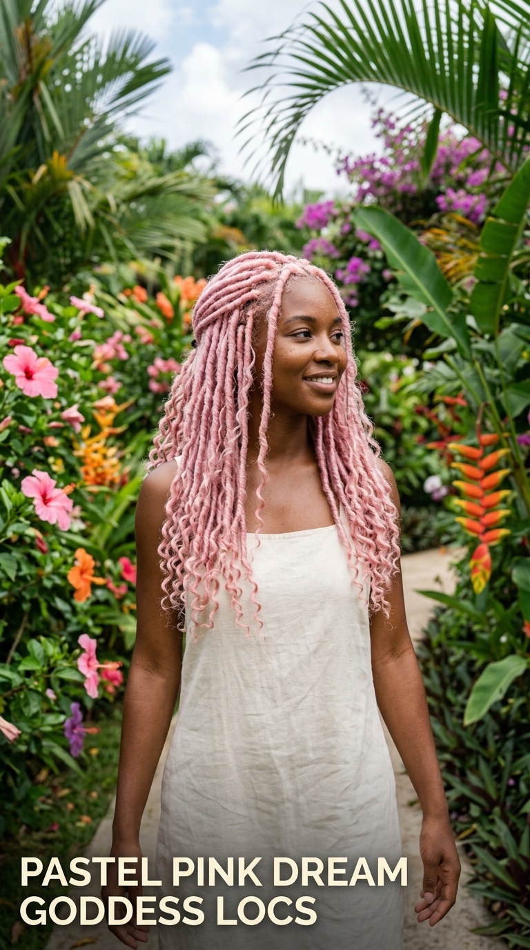Pastel Pink Dream Goddess Locs