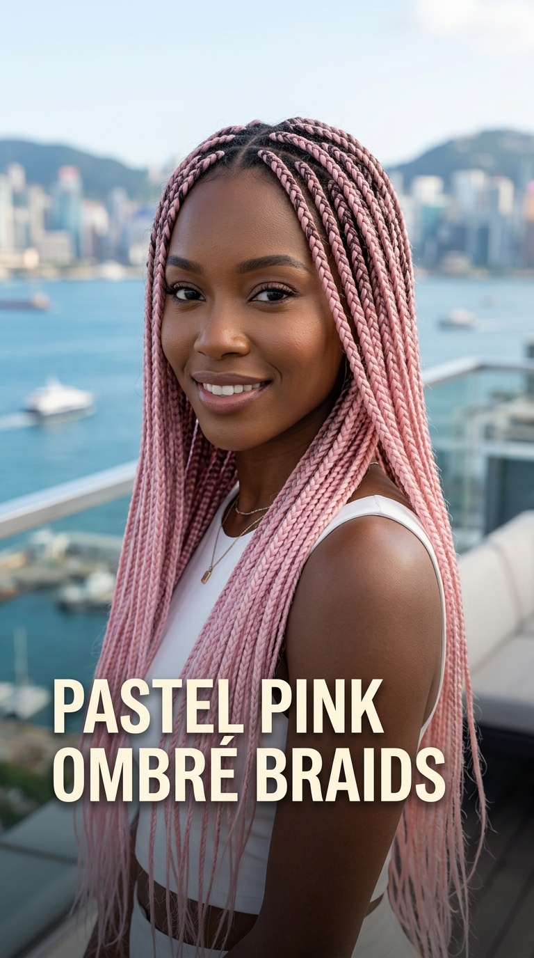 Pastel Pink Ombré Braids