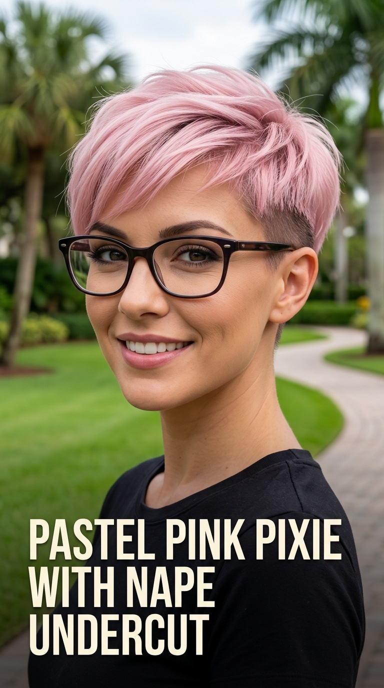 Pastel Pink Pixie with Nape Undercut