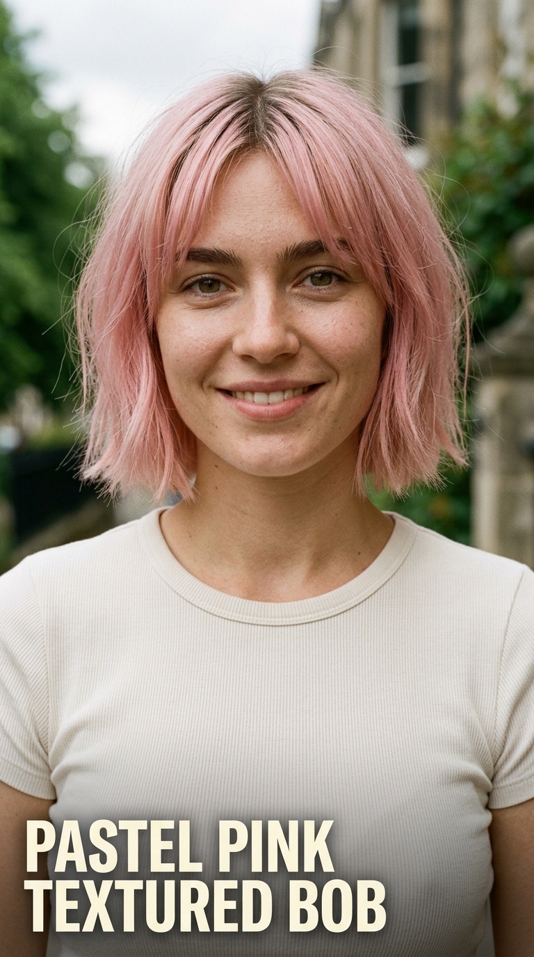 Pastel Pink Textured Bob