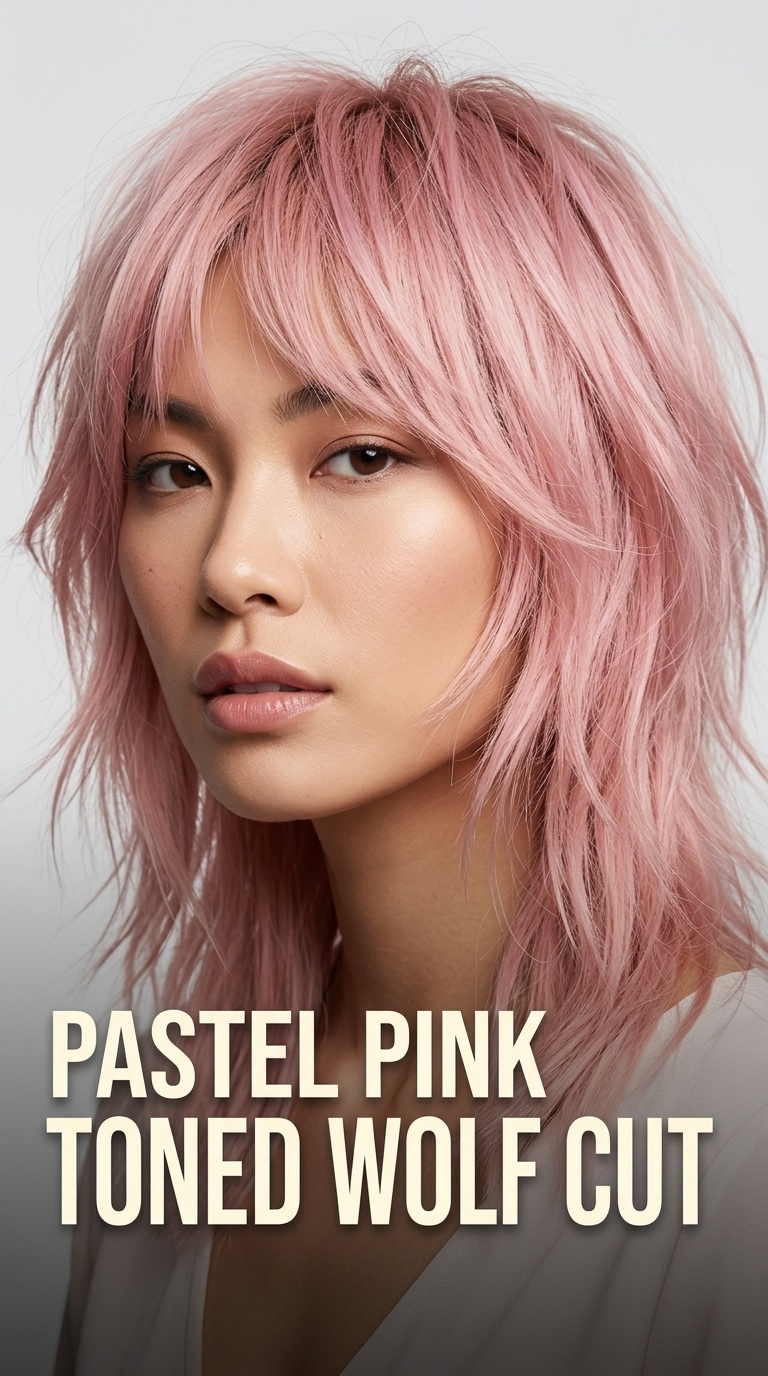 Pastel Pink Toned Wolf Cut