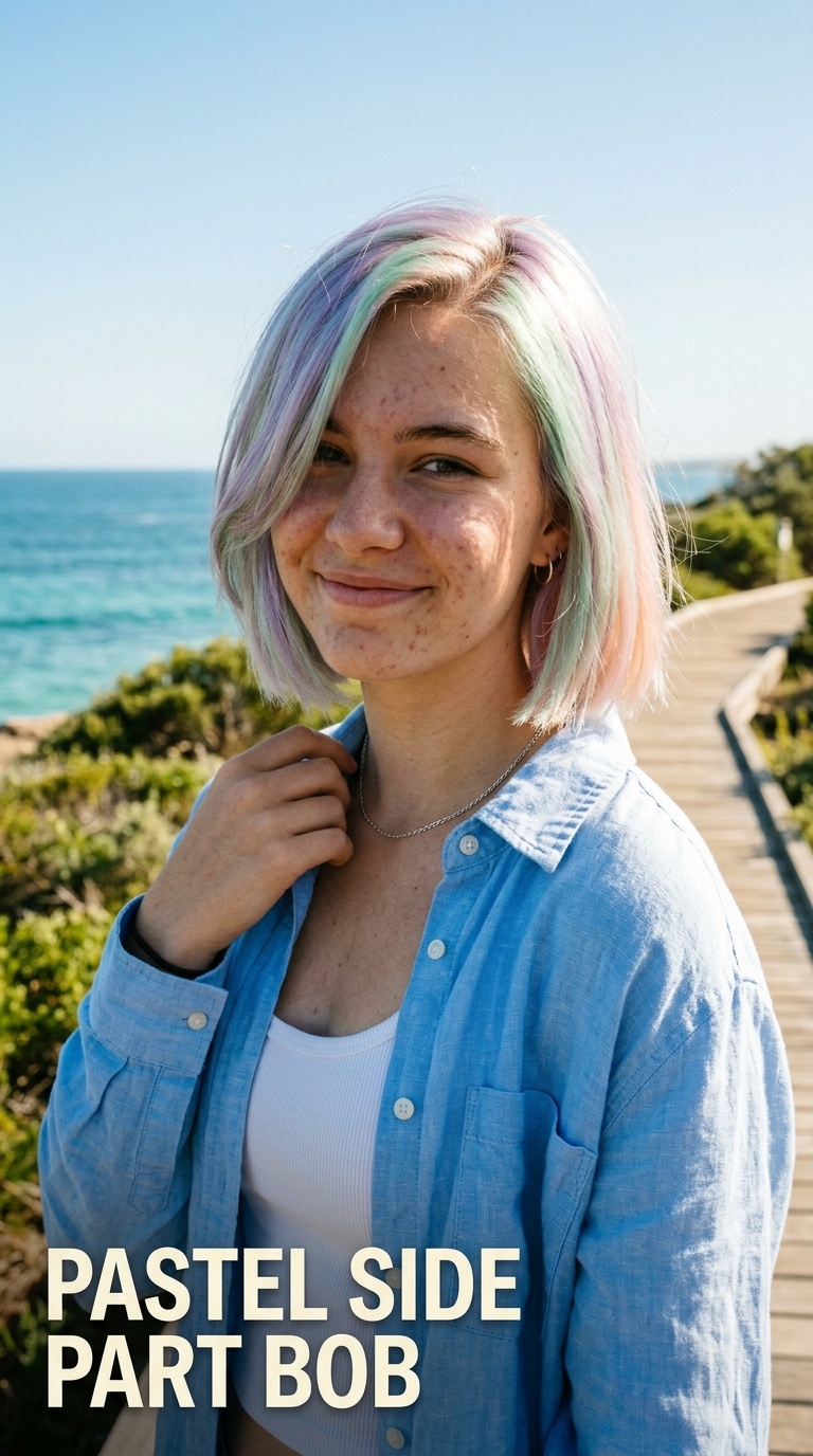 Pastel Side Part Bob