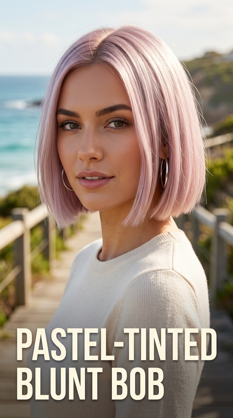 Pastel-Tinted Blunt Bob