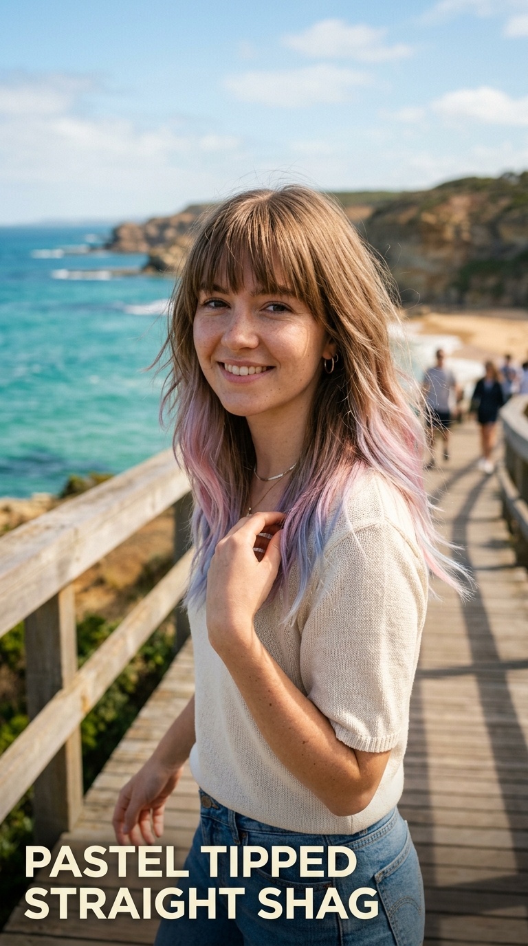 Pastel Tipped Straight Shag
