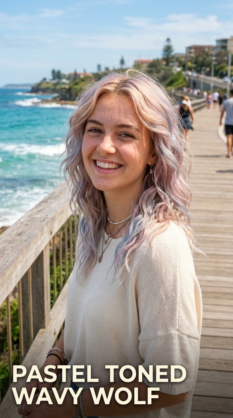 Pastel Toned Wavy Wolf