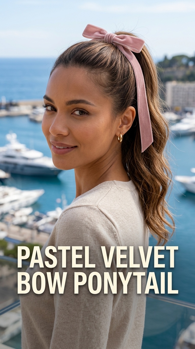 Pastel Velvet Bow Ponytail