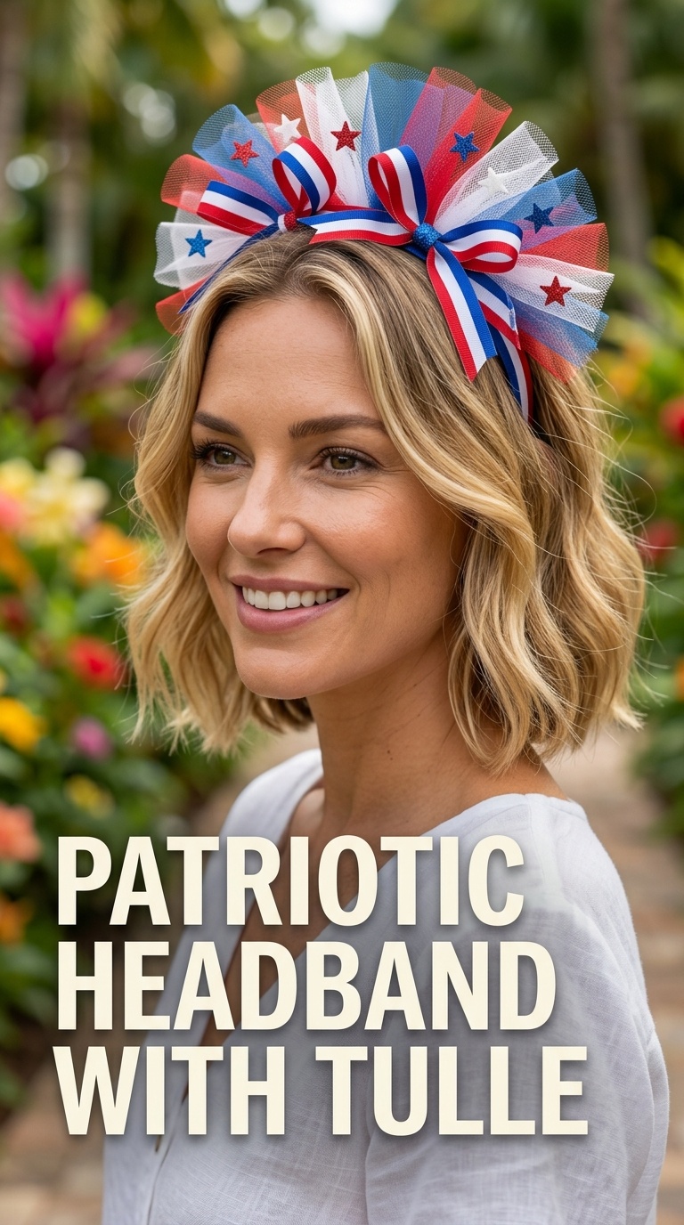 Patriotic Headband with Tulle