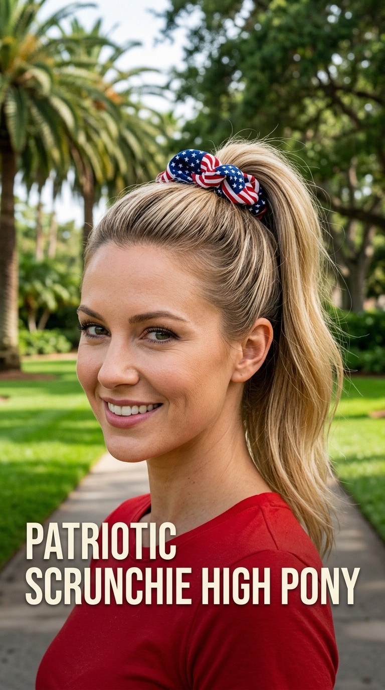 Patriotic Scrunchie High Pony