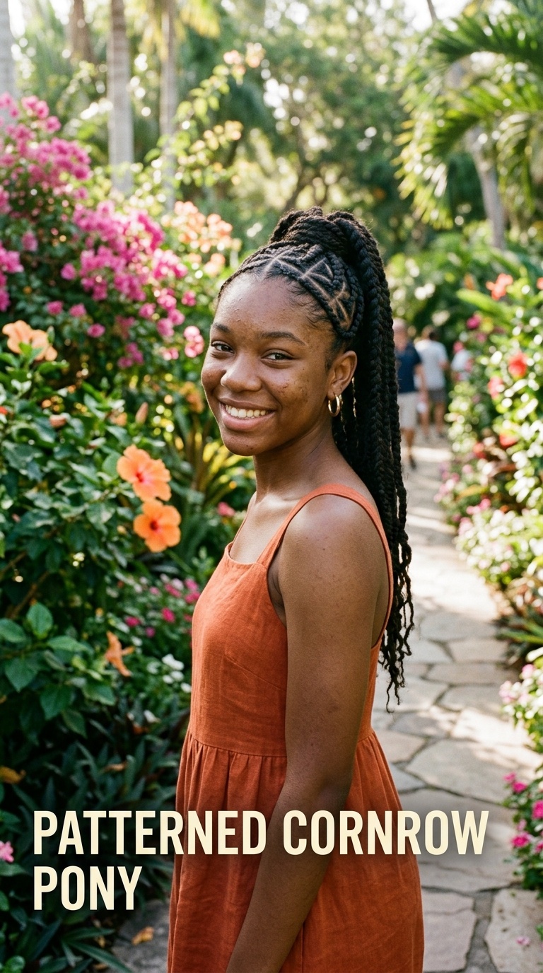 Patterned Cornrow Pony