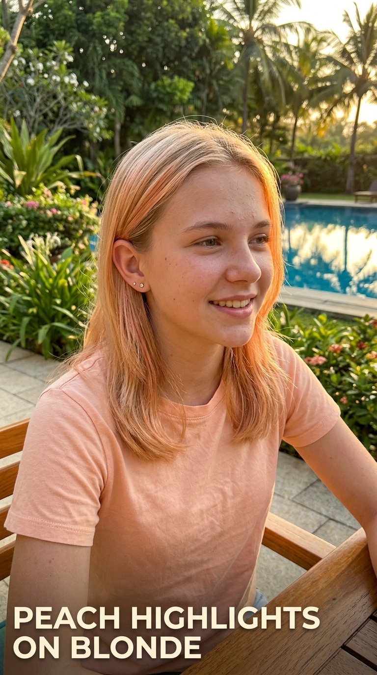 Peach Highlights on Blonde