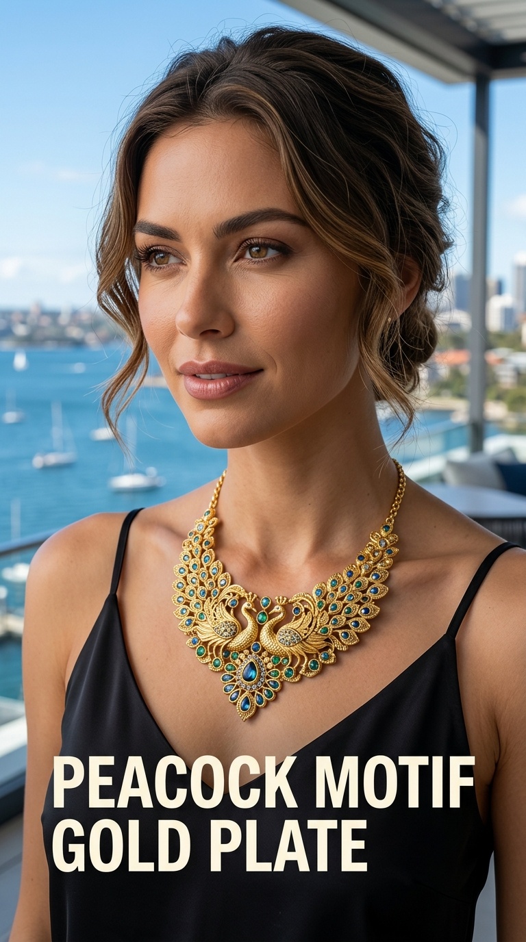 Peacock Motif Gold Plate