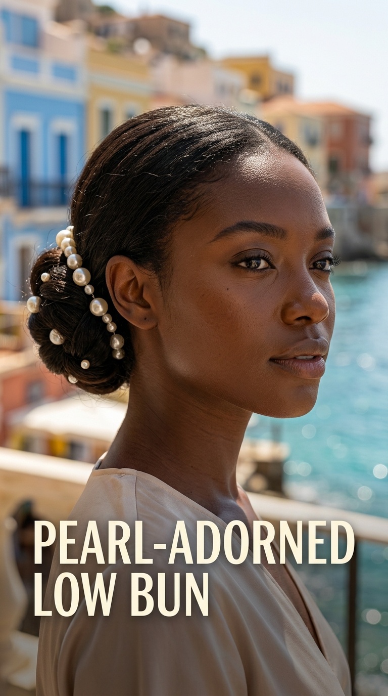 Pearl-Adorned Low Bun
