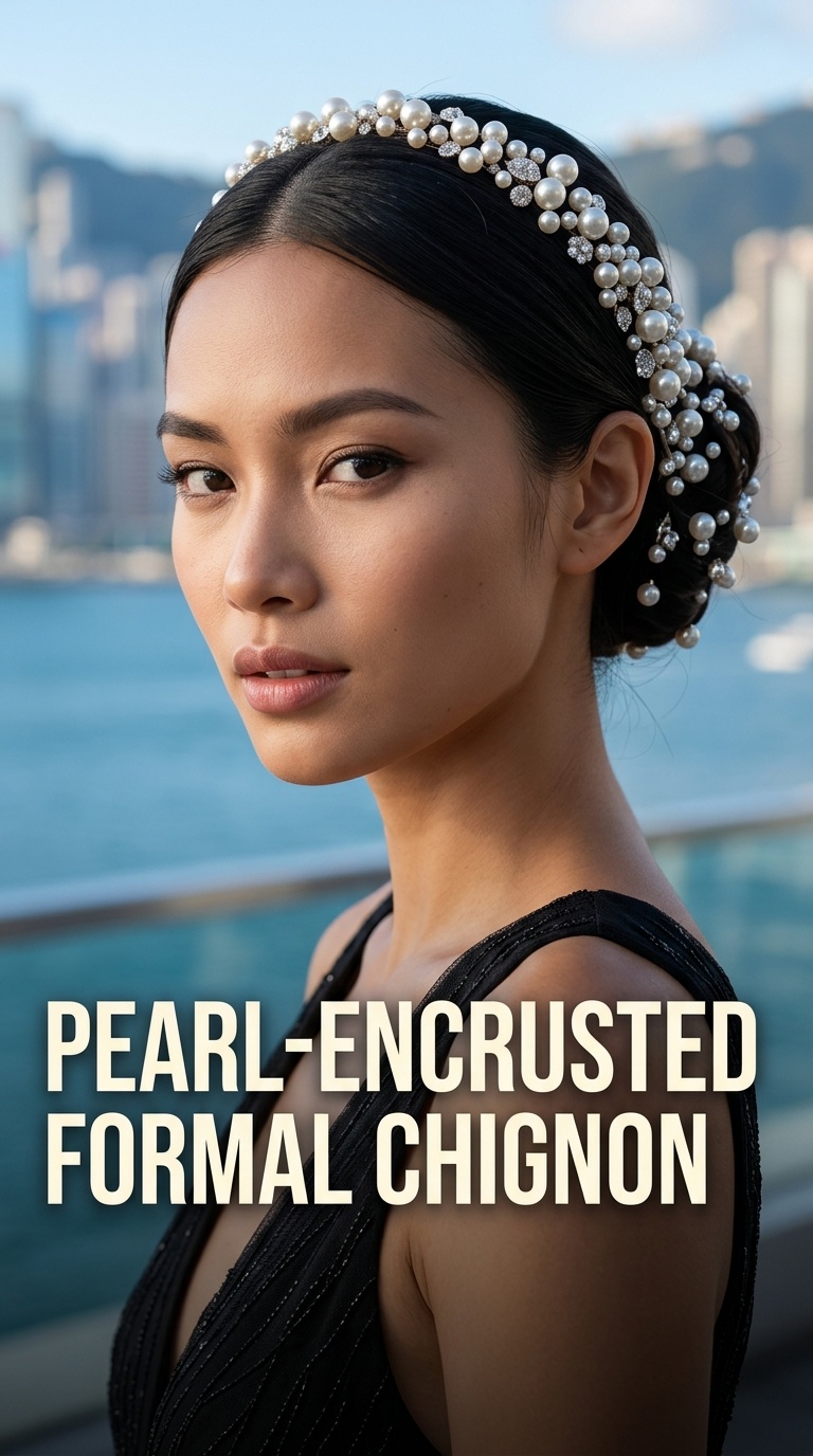 Pearl-Encrusted Formal Chignon